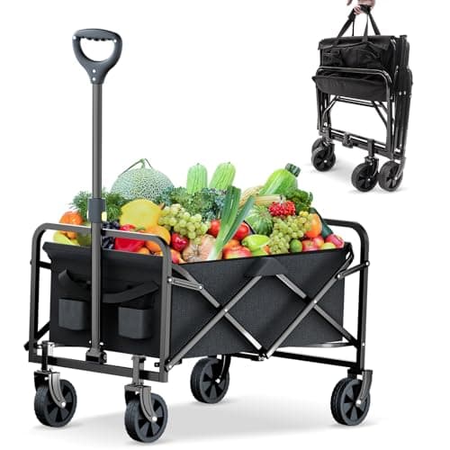 Rowce Carrello da Spiaggia Pieghevole carrello con ruote portatutto Trasporto Pieghevoli carrello da giardino per dall'aperto di Ogni Tipo Terreno Capacità di carico massima 120KG
