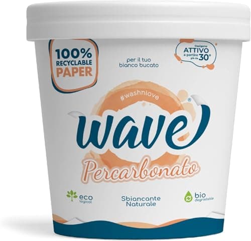 Wave Washing Percarbonato - Sbiancante Naturale - 100% PLASTIC FREE - 1 kg - 100 lavaggi