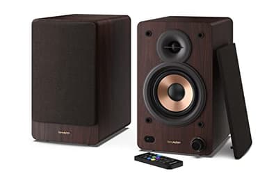 Sharp CP-SS30(BR) Altoparlanti attivi a 2 vie, custodia in legno da 60w RMS (2x30 W), Bluetooth v5.0, USB, ottico, ausiliario e RCA, regolazione bassi e alti, griglie rimovibili, telecomando.