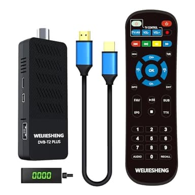 Decoder Digitale Terrestre 2025, Decoder DVB-T2, HD 1080P H.265 HEVC Principale 10-bit,Supporto-HDMI, AV,Ethernet,USB WiFi,DLNA,PVR,Multimedia [Telecomando 2 in 1 con controllo TV]