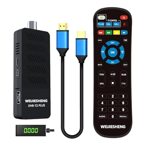 Decoder Digitale Terrestre 2025, Decoder DVB-T2, HD 1080P H.265 HEVC Principale 10-bit,Supporto-HDMI, AV,Ethernet,USB WiFi,DLNA,PVR,Multimedia [Telecomando 2 in 1 con controllo TV]