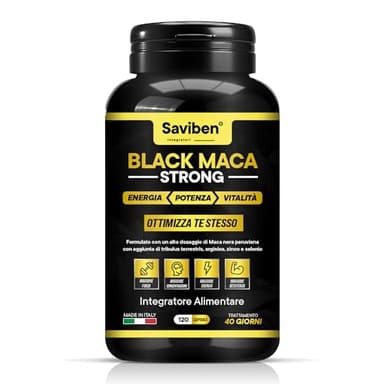 FORMULA POTENTE Maca Nera Peruviana Extra Forte + Tribulus Terrestris + Arginina + Zinco. Tono e Vigore Fisico | Energia | Potenza | Vitalità | Integratori Donna Uomo 120Cps