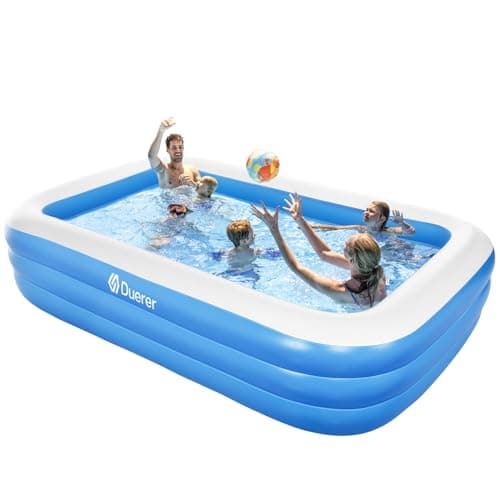 Duerer Piscina Gonfiabile Bambini con Adulti Rettangolare 305cm x 182cm x 56cm, Piscine fuori terra, Piscina per Famiglie per Cortile, Festa Estiva in Acqua, all'aperto Giardino swimming pool
