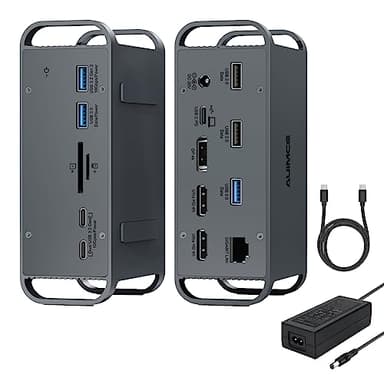 Auimce Docking Station USB C Triple Monitor,15 in 1 USB C Dock Laptop DockingStation with Dual HDMI DP 4K @ 60Hz,8 porte USB,Max 10 Gbps,65 W AC Power Adapter for Dell/HP/Lenovo/Thunderbolt 3 Laptop