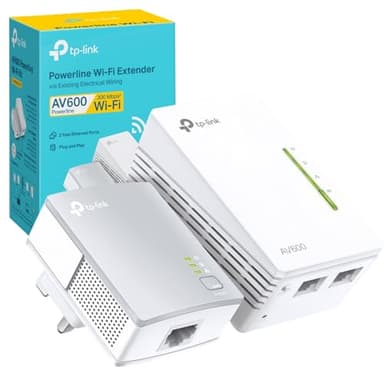 TP-Link TL-WPA4221 KIT AV600 Powerline Adattatore WiFi Extender Kit, WiFi N300, Porte Ethernet, TP-Link Powerline Adapter, Powerline WiFi Extender, adattatori di rete Powerline, spina UK, Plug & Play