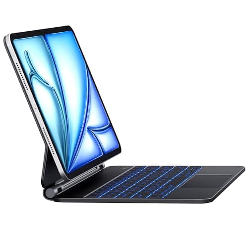 Earto Tastiera iPad Air 11 (M2 2024/M3 2025), Magic Style Keyboard iPad Air 5/4 & iPad Pro 11 (4/3/2/1 Gen.), 7 Colori Retroilluminazione, Magnetico Galleggiante Design, Trackpad Multi-Touch, Nero