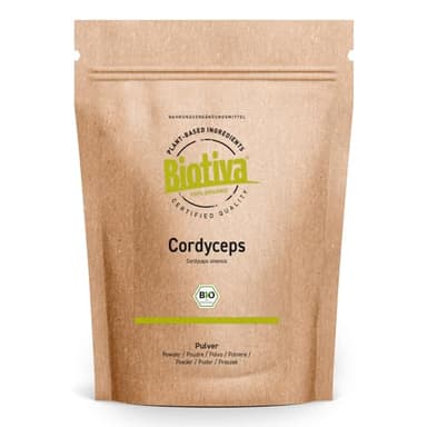 Cordyceps in polvere Bio 125g - 100% biologico - vegano - senza additivi - confezionato e certificato in Germania - Biotiva