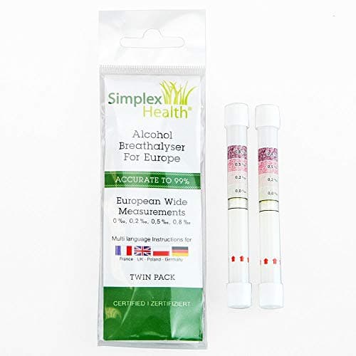 TWIN Confezione di ETILOMETRO TEST KIT PER Francia, UK, GERMANIA CON EUROPEO larghezza Misure: 0%, 0.2%, 0.5%, 0,8%
