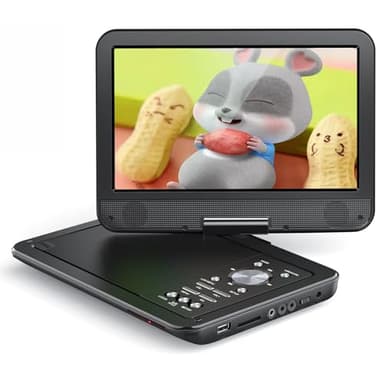 YOTON Lettore DVD Portatile 12,5" con Schermo Girevole HD da 10,5" per Auto e Bambini, con Caricatore per Auto, Supporta 6 Ore di Batteria Integrata e USB/scheda SD/sincronizzazione TV，Nero