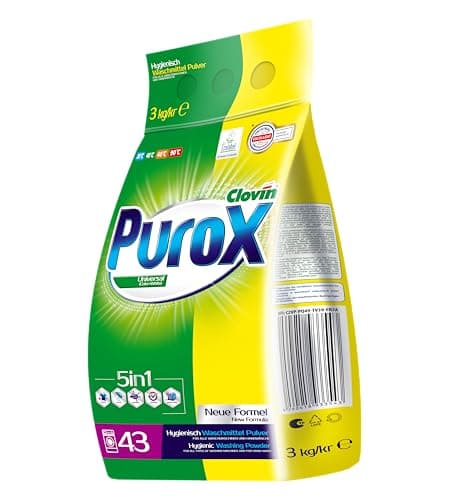 PUROX UNIVERSAL Detersivo Lavatrice In Polvere (43 Lavaggi) per tessuti colorati e bianchi, sacco da 3 kg