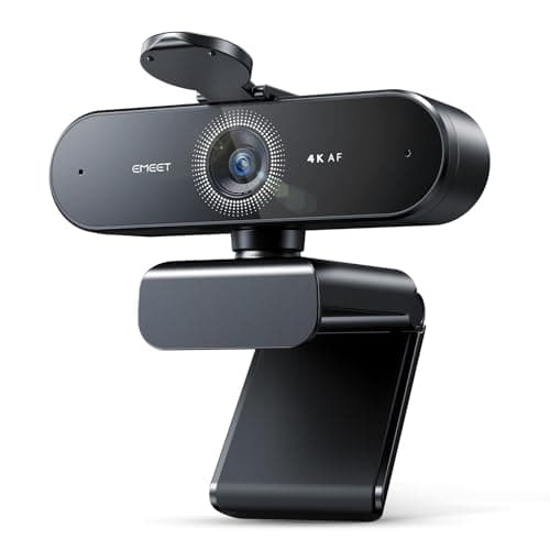 EMEET Webcam Nova 4K, Webcam 4K con 2 microfoni a cancellazione di rumore, Webcam con Grandangolo e Copertura dell'obiettivo di 73°, Correzione Automatica della luce, Webcam USB per Mac, Laptop