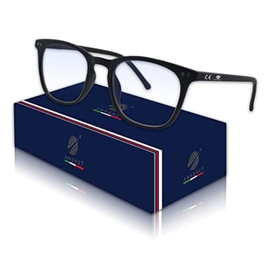 AMKSHUT Occhiali Anti Luce Blue Con Filtro Uv, Riposo, Protettivi, Lenti resistenti ai graffi, Adatto Per Schermo Computer, Tablet, Smartphone, Gaming, Lavoro, Ufficio Per Uomo Donna (Unisex) (Nero)