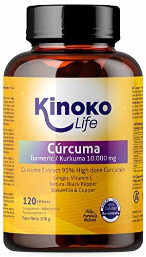 Curcuma 10000 mg | Curcumina pura | 120 capsule | 95% di estratto | Zenzero, Pepe Nero (Piperina), Boswellia, Vitamina C e Rame | Altamente assorbibile | Antinfiammatorio per le articolazioni
