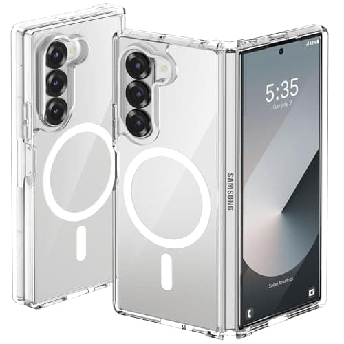 ORETECH Magnetica Cover per Samsung Galaxy Z Fold 6, Compatibile con MagSafe, Protettiva Hard PC Antiscivolo Antiurto Protezione Militare Custodia per Z Fold 6 -Trasparente