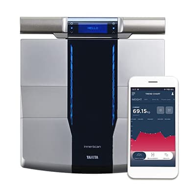 Tanita RD-545 HR Bilancia per analisi corporea a doppia reattanza intelligente con trasmissione dati Bluetooth. Grasso, massa muscolare e qualità per segmento corporeo