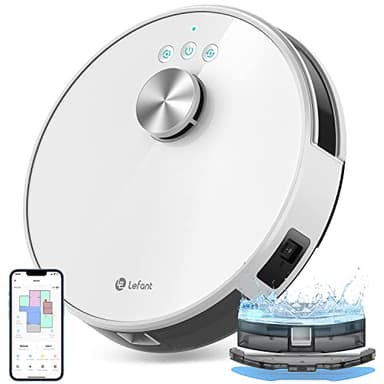 LEFANT Robot Aspirapolvere Lavapavimenti Con Mappatura 3 in 1,Multi Piano,Navigazione LiDAR,Zone Virtuali, 4000Pa Aspirapolvere Robot Collegato da Alexa/APP/WiFi, Ideale Per Peli di Animali,M1 Bianco