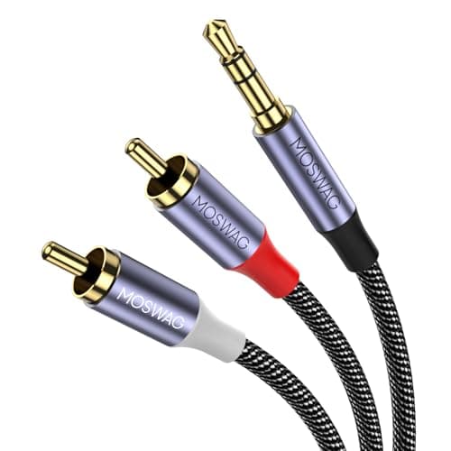 MOSWAG Cavo Jack a 2RCA con HiFi Suono 3.3ft/1M, Jack 3.5mm, Cavo Minijack, Macho Audio Stereo per Cellulare, Tablet, PC, iPod, Amplificatore, Altoparlante, TV, DVD