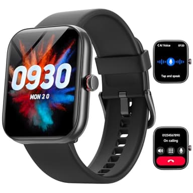 Smartwatch Uomo Donna, 1.91" Orologio Smartwatch con Chiamate Bluetooth e Alexa, Fitness Tracker con Contapassi, Cardiofrequenzimetro/Sonno/SpO2/110 Sportive, IP68 Smart Watch per Android iOS Nero