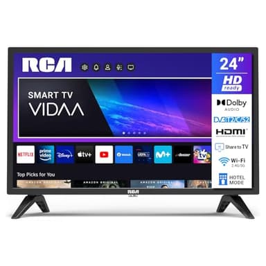 RCA VRS24HF1 Smart TV 24 Pollici (60 cm) Televisori HD con WiFi, Triplo Tuner (DVB-T/T2-C-S/S2), App Store, Netflix, YouTube, HDMI, USB, CI/CI+