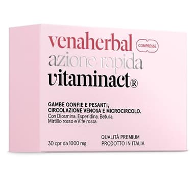 VENAHERBAL – Diosmina Esperidina 1000 mg, Azione Rapida per Circolazione Gambe - Vene Varicose, Gambe Gonfie, Denante Forte e Microcircolo Gambe| Formulato dai Migliori Angiologi Italiani | Vitaminact
