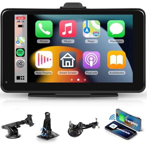 Hodozzy Schermo Auto Wireless CarPlay Android Auto Mirror Link Senza Fili, 7 Pollice Touchscreen Monitor CarPlay Portatile Autoradio Auto Stereo Display CarPlay con Bluetooth Supporto FM/TF 9V-32V