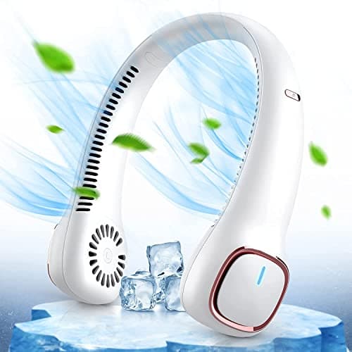 Dancial Ventilatore da collo USB,Ventilatore Ricaricabile USB con Batteria da 4000 mAh, Ventilatore Portatile Senza Pale a 3 Velocità per Escursionismo, Ufficio, Viaggi, Esterno