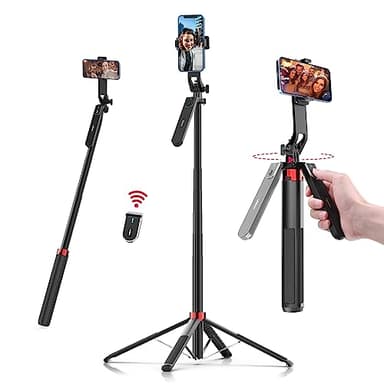 180CM Treppiede per cellulare, Ulanzi Selfie Stick Quad Tripod con telecomando Bluetooth, rotazione di 360° in alluminio estensibile treppiede Smartphone, compatibile, iPhone, Xiaomi, Huawei