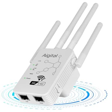 1200Mbps Ripetitore WLAN Potente per Casa, Amplificatore Segnale WiFi Range Extender 5GHz & 2.4GHz Dual Band, Compatibile con Router Fibra, modalità AP, 2 porte LAN/WAN-802.11AC/B/G/N