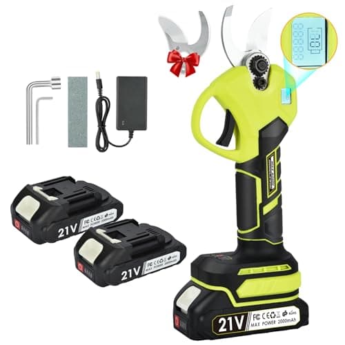 Vothen Forbici Potatura a Batteria, Forbice Potatura Professionali,LCD, 2 Batterie di Litio da 21V/2Ah e 2 Lame, Taglio Progressivo, Forbici Potatura Elettriche da Cesoie Olivo Vigneto Pruning Tools