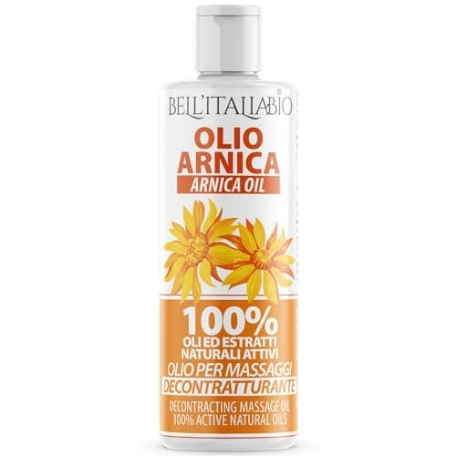 Olio Massaggio Professionale con Arnica, Artiglio del Diavolo e Olio di Canapa, 250 ml, Effetto Riscaldante e Rilassante, Assorbimento Rapido, per Massaggi Muscolari e Articolari - Bell'Italia Bio
