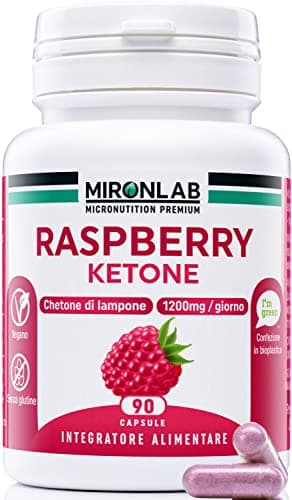Raspberry Ketone Pure - Chetoni esogeni di lampone - Alto dosaggio : 1200mg Testato - Ideale per la gestione del peso - Maggiore efficienza con la fibra di acacia - 90 capsule - MIRONLAB