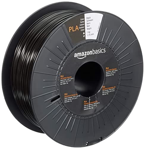 Amazon Basics Filamento per stampanti 3D, in polilattato (PLA), 1.75 mm, nero, 1 kg per bobina