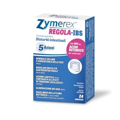 Zymerex REGOLA-IBS | 24 compresse da deglutire | Disturbi intestinali | Regolare motilità | Acido butirrico | Senza glutine e lattosio