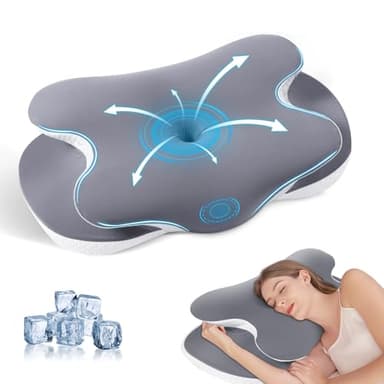 JINXIA Cuscino Contorno in Memory Foam per Dolori al Collo e alle Spalle,Cuscino di Supporto per Collo Ortopedico ergonomico, Cuscino per Dormire per Schiena/Fianco/Stomaco per Dormire,Grigio