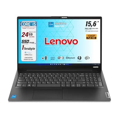 Lenovo, Pc portatile notebook, Cpu Intel i5 13Th, 13420H 8 Core, 24 Gb ram, Full HD 15,6", SSD Pci Nvme da 1 TeraByte, webcam, usb, Win 11, pronto all'uso, garanzia Italia