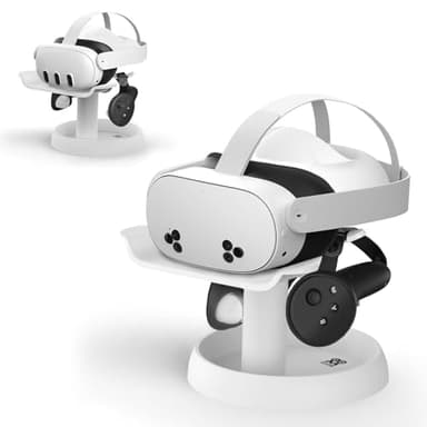 AMVR VR Stand compatibile con Meta Quest 3/Quest 2/Vision Pro/Pico 4 - Dock universale per il display delle cuffie VR, supporto stabile, base rotonda, montaggio facile (bianco)