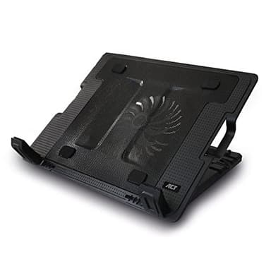 ACT Supporto di raffreddamento per laptop da 17", regolabile in altezza (5 posizioni ergonomiche), 1 ventola silenziosa per ufficio, porta USB - AC8110