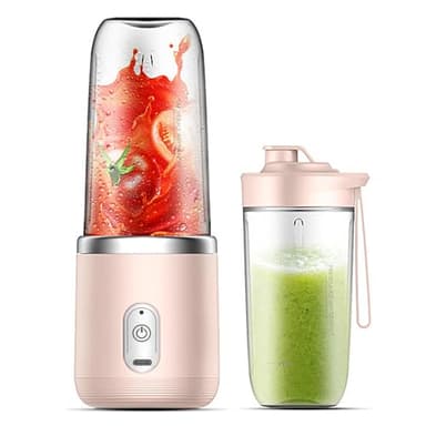Irishom 40W Mini Frullatore Portatile,Mini Mixer Portatile per Succhi, Tazza Dimensione Personale/Ricaricabile Tipo-C/Doppia Tazza-Rosa