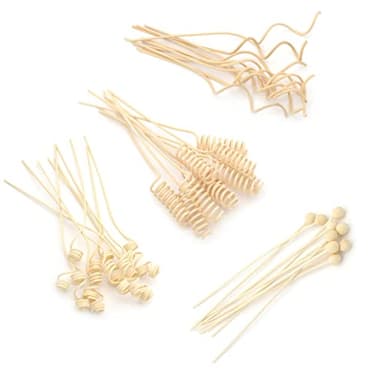 20 bastoncini diffusori in legno di rattan, 4 forme, di ricambio, per diffusore di profumo di olio per camera e ufficio, metà curvo, perline a spirale, ondulate, perline