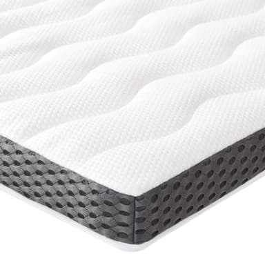 Amazon Basics Topper Matrimoniale 160 x 190 cm in Memory Foam Morbido, 7 cm Coprimaterasso, Bianco