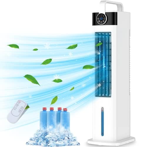 Climatizzatore portatile senza tubo di scarico, refrigeratore d'aria con raffreddamento ad acqua, ventilatore a piantana con 3 tipi di vento con telecomando, timer 12H da 3 l