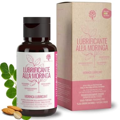 Lubrificante Intimo con Olio di Moringa e Olio di Mandorle e Rosa per Secchezza Vaginale – Lubrificante Sessuale Inodore per Uso Esterno | Idratazione Lunga Durata, Emolliente | 100ml - RedMoringa