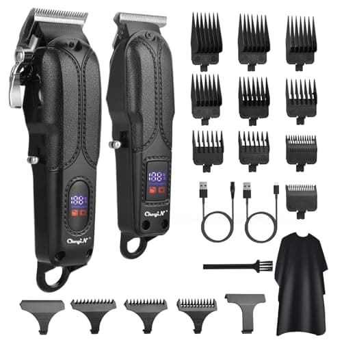 CkeyiN Pro Tagliacapelli Uomo Professionale e Tagliabordi Kit, USB Ricaricabile Tagliacapelli Senza Filo con Display LCD per Kit Taglia Capelli e Regolabarba Barbiere/Salone