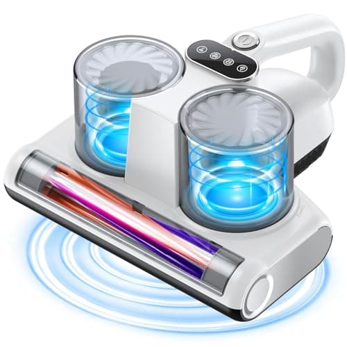 JPHYLL Aspirapolvere per Materassi Battimaterasso Antiacaro con Luce UV-C a 253,7 nm 16KPa Filtro HEPA Riscaldamento Ultrasuoni Aspira Acari Antibatterica Rimuove Allergeni e Polvere 500W Filo Bianco