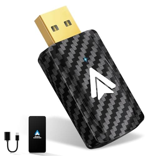 MSXTTLY Adattatore Android Auto Wireless U2A-L9 Converti Android Auto cablato in Wireless, Android Auto Stick per autos con Wired AA Android 11-15, Mini & Stabile USB C/A, Placcato oro Nero