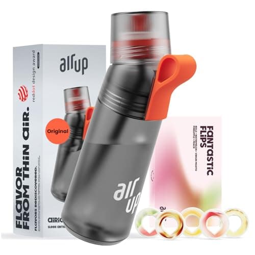 AIR UP® Borraccia Gen2 originale starter pack con cialde 5 gusti I Borraccia da 600ml con aromi senza zucchero I lavabile in lavastoviglie, senza BPA I in grigio