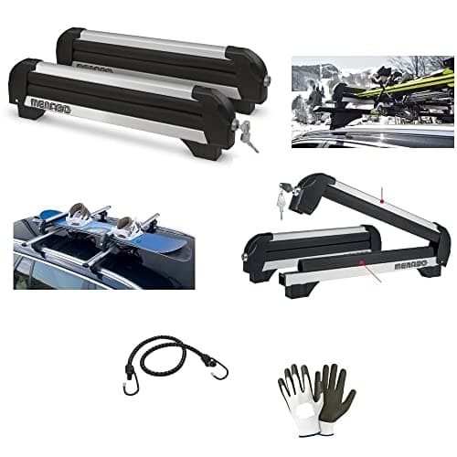 COMPATIBILE CON AUDI Q5 PORTASCI PER BARRE PORTATUTTO TETTO AUTO PORTA SCI IN ALLUMINIO CON 4 PAIA DI SCI O 2 SNOWBOARDS OMOLOGATO MENABO