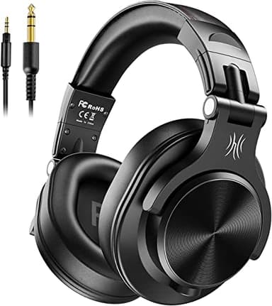 OneOdio A71 Hi-Res Cuffie Cablate Over Ear, Cuffie Musica con Audio Stereo e Shareport, Jack da 3,5 mm e 6,35 mm, Studio Registrazione, Monitoraggio Professionale e Mixaggio Cuffie Pieghevoli, Nero