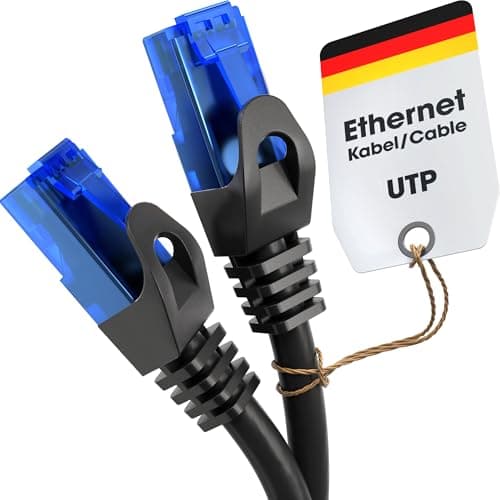 KabelDirekt – 15 m – Cavo Ethernet/LAN, di rete – Disponibile in 0,25-30 m (Cavo internet, velocità della fibra ottica per reti Gigabit, switch/router/modem con RJ45, nero/blu)