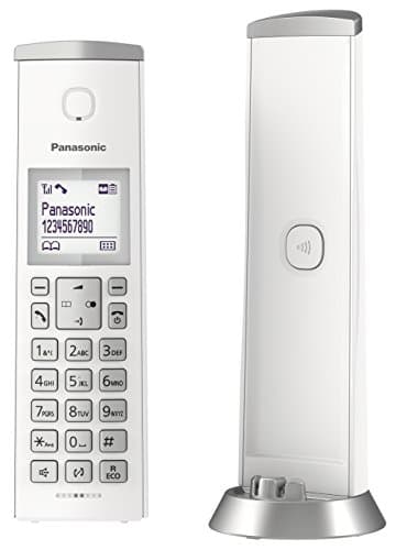 Panasonic KX-TGK220JTW Telefono Cordless DECT con Segreteria Telefonica, LCD 1.5" con Retroilluminazione Bianca, Suoneria Polifonica, Blocco Chiamate Indesiderate, Modalità Eco e Eco Plus, Bianco